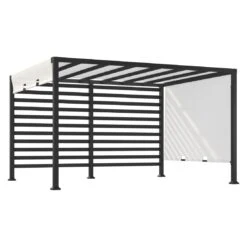 OUTLIV. Gartenpergola 305x366cm Stahl/Stoff Schwarz/Weiß