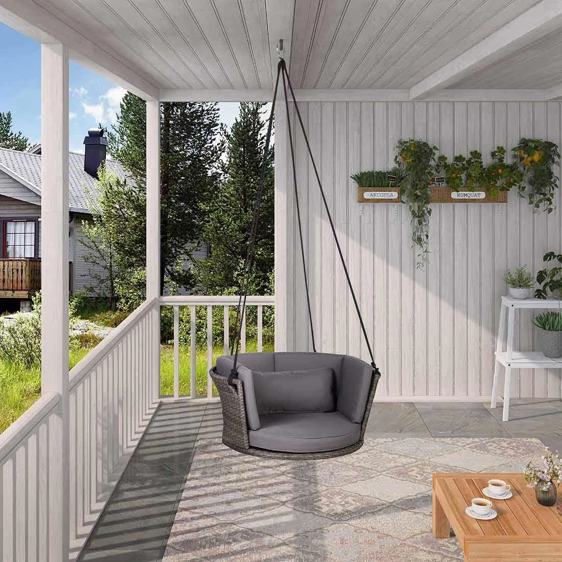 OUTLIV. Hängestuhl Rattan Braun/Grau 2 OUTLIV. Hängestuhl Rattan Braun/Grau – Bild 2