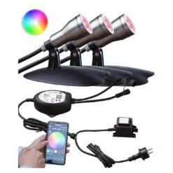 OUTLIV. Smart Light Starter -Set Wifi-Set: 3 RGB-Spots Silber/Schwarz -Garten Paradies Verkauf outliv starter set wifi set 3 rgb spots silber schwarz 1303943 1