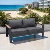 LifestyleGarden Palau Gartensofa Aluminium/Olefin Dunkelgrau/Natur