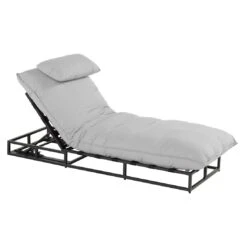 Schöner Wohnen Lunen Gartenliege Aluminium/Sunbrella Schwarz/Grau