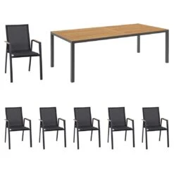 Siena Garden Rondo Gartenmöbelset 7-tlg. Mit Tisch 220x100 Cm Matt Anthrazit/Grau