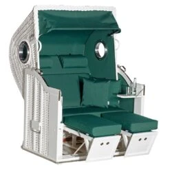 SonnenPartner Classic Strandkorb Geflecht/Fichte Weiß/Moosgrün