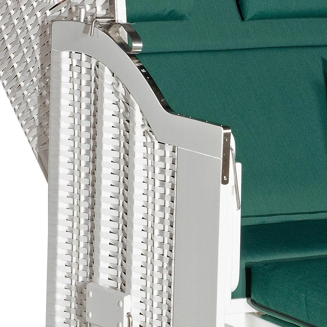 SonnenPartner Classic Strandkorb Geflecht/Fichte Weiß/Moosgrün 4 SonnenPartner Classic Strandkorb Geflecht/Fichte Weiß/Moosgrün – Bild 4