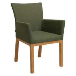 Stern Artus Diningsessel Teak/Polyacryl Natur/Dunkelgrün-Schiefergrau Meliert