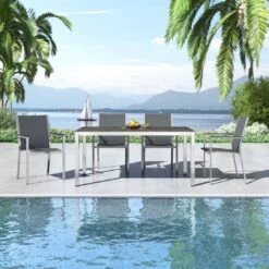 Stern Cardiff Gartenmöbelset 5-tlg. Mit Tisch 160x90cm Silbergrau/Zement