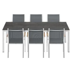 Stern Cardiff Gartenmöbelset 7-tlg. Mit Tisch 220x100 Cm Silbergrau/Zement Dunkel -Garten Paradies Verkauf stern cardiff gartenmoebelset 7 tlg mit tisch 220x100 cm 1423403 4