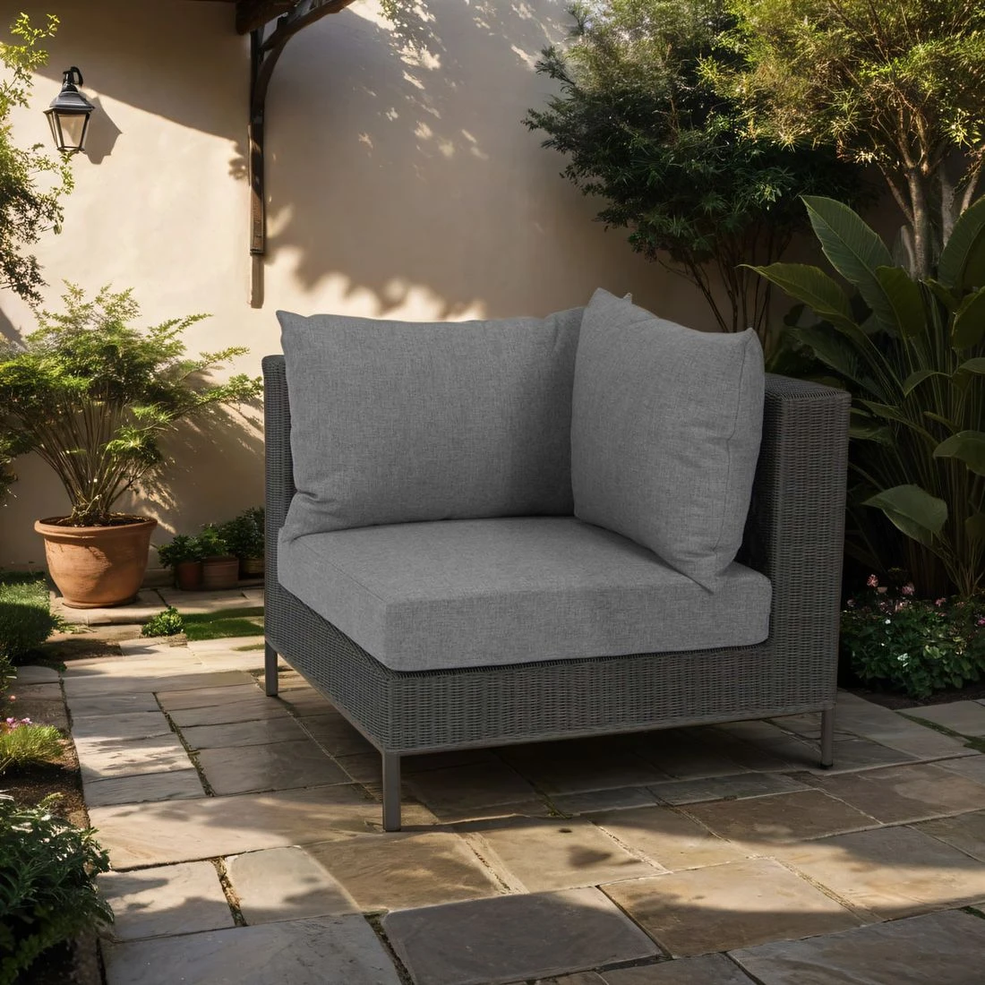 Stern Fontana Eck-/Endmodul Aluminium/Geflecht Basaltgrau/Seidengrau 1 Stern Fontana Eck-/Endmodul Aluminium/Geflecht Basaltgrau/Seidengrau