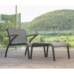 Stern Laris Lounge Hocker Aluminium/Textilene Schwarz Matt/Leinen Grau -Garten Paradies Verkauf stern laris loungehocker aluminium textilene 1363112 3