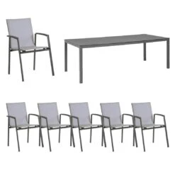 Stern New Top Gartenmöbelset 7-tlg. Mit Tisch 220x100cm Anthrazit/Silber