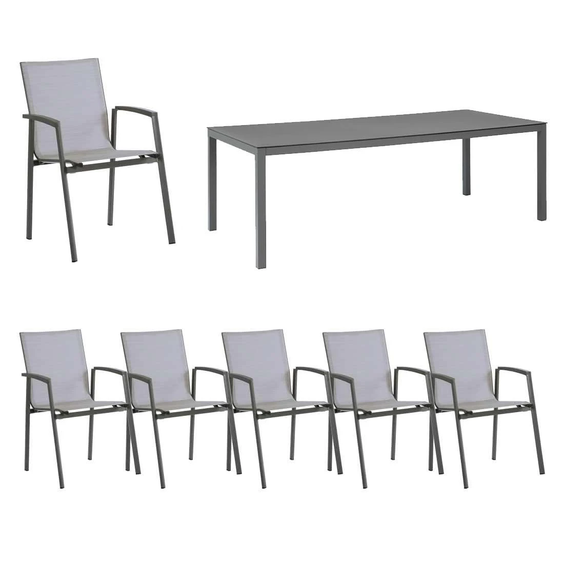 Stern New Top Gartenmöbelset 7-tlg. Mit Tisch 220x100cm Anthrazit/Silber 1 Stern New Top Gartenmöbelset 7-tlg. Mit Tisch 220x100cm Anthrazit/Silber