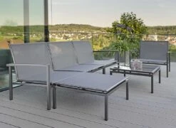Stern Skelby Loungeset Aluminium/Textilene Anthrazit/Karbon