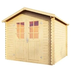 Wolff Finnhaus Lyon B Gartenhaus 230x230cm Inkl. Fußboden+Doppeltür Natur