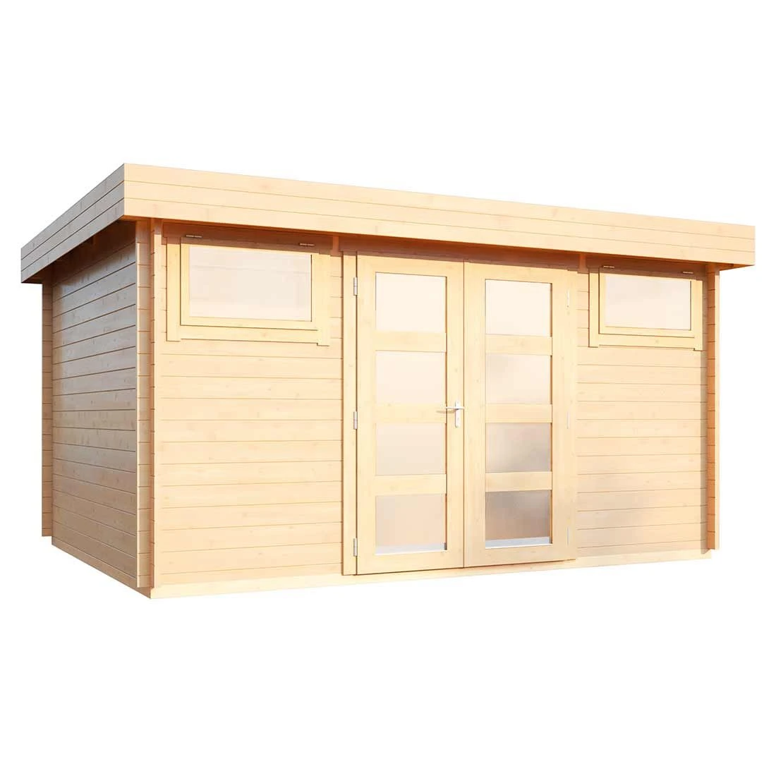 Wolff Finnhaus Metz C Gartenhaus 400x300cm Milchglas-Doppeltür + 2 Fenster Natur 1 Wolff Finnhaus Metz C Gartenhaus 400x300cm Milchglas-Doppeltür + 2 Fenster Natur