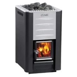 Wolff Finnhaus Saunaofen Holzbeheizt Mit BimSchV-Kit+Schornstein 18kW Schwarz/Silber