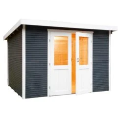 Wolff Finnhaus Pulti Softline 3024 Gartenhaus Anthrazit