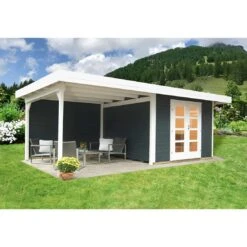 Wolff Finnhaus Relax Lounge B Gartenhaus Mit Anbau Und Rückwand 300 Cm Anthrazit
