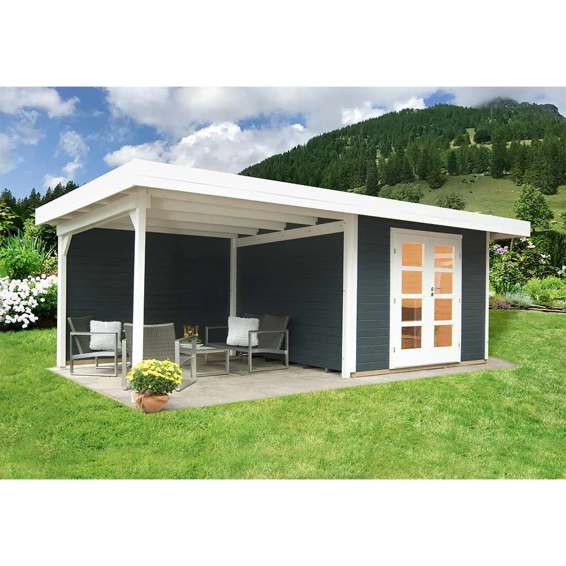 Wolff Finnhaus Relax Lounge C Gartenhaus Mit Anbau Und Rückwand 300 Cm Anthrazit 1 Wolff Finnhaus Relax Lounge C Gartenhaus Mit Anbau Und Rückwand 300 Cm Anthrazit
