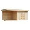 Wolff Finnhaus Varianta B Gartenhaus 550x250+Seitendach+Terrassenfussboden 250cm Natur