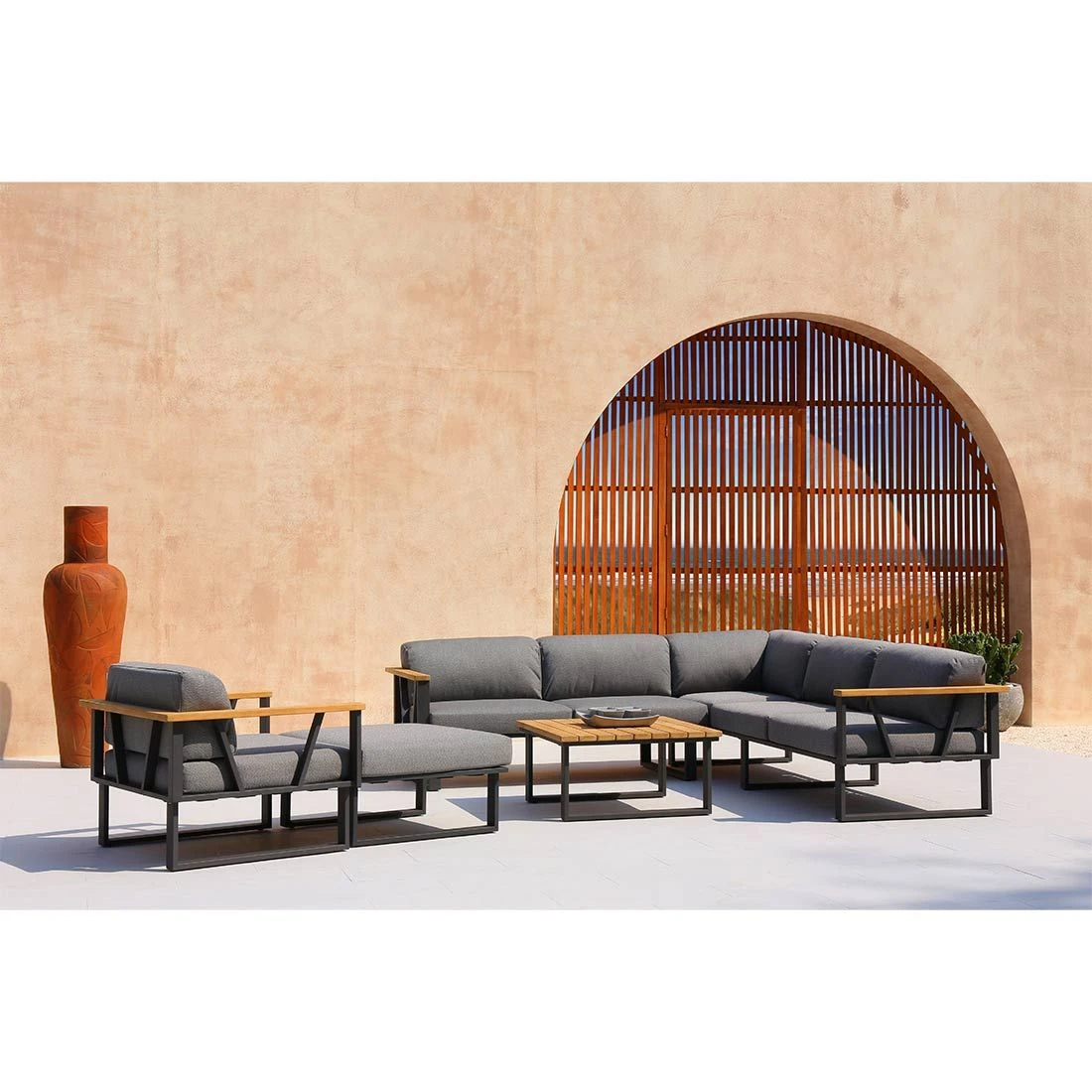 Zebra Belvedere Ecklounge 5-tlg. Edelstahl/Tuvatextil Silber/Tweed Grey 10 Zebra Belvedere Ecklounge 5-tlg. Edelstahl/Tuvatextil Silber/Tweed Grey – Bild 10