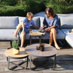 Zebra Fly Loungetische 2-teilig Aluminium/Teak/Glas-Keramik Graphit -Garten Paradies Verkauf zebra fly loungetische 2tlg aluminium teak glas keramik graphit 994139 3